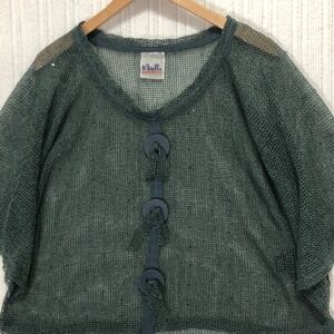 Noelle Linen Blend Cover Up Button‎ Down Top Lightweight Green Size OS